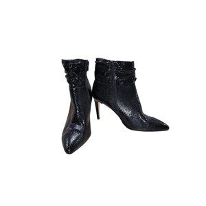 XOXO Womens Taylor Black Snake Print Ankle Boots - Women's 8